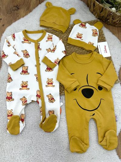 Winnie The Pooh Ayı Baskılı Erkek Bebek 2li Tulum Set 0-3/3-6 Ay