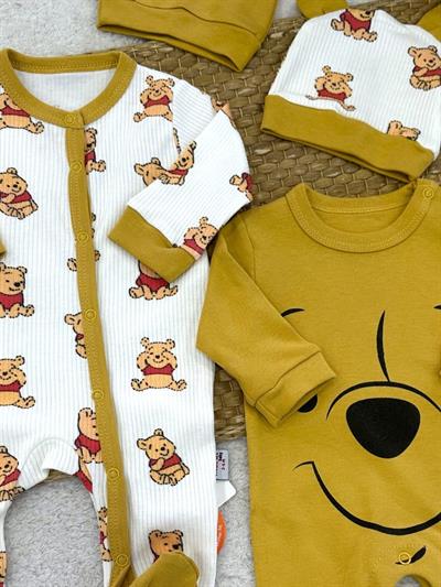 Winnie The Pooh Ayı Baskılı Erkek Bebek 2li Tulum Set 0-3/3-6 Ay