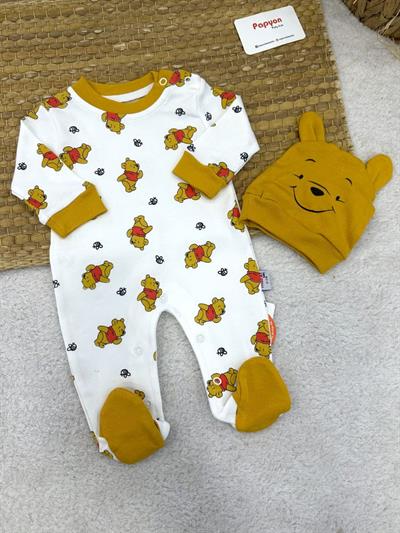 Winnie The Pooh Desenli Bereli Bebek Tulum (0-3/3-6/6-9/9-12 Ay)