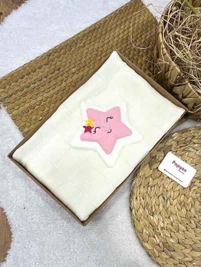 Yıldız Model Kutulu Triko Bebek Battaniye 75x95 Cm
