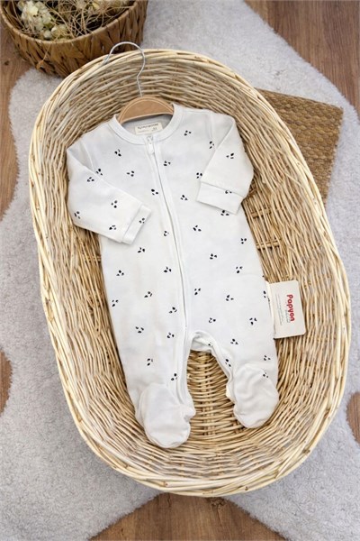 Desenli Fermuarlı Erkek Bebek 2li Tulum Set (%100 Pamuk)(0-3 Ay)