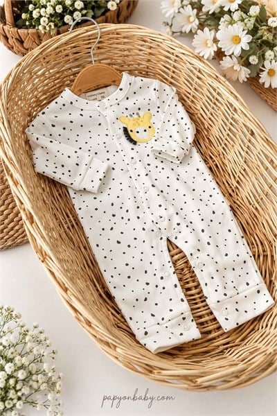 Zürafa ve Zebra Nakışlı Erkek Bebek 2li Patikli Tulum Seti (%100 Pamuk)(0-3 Ay)