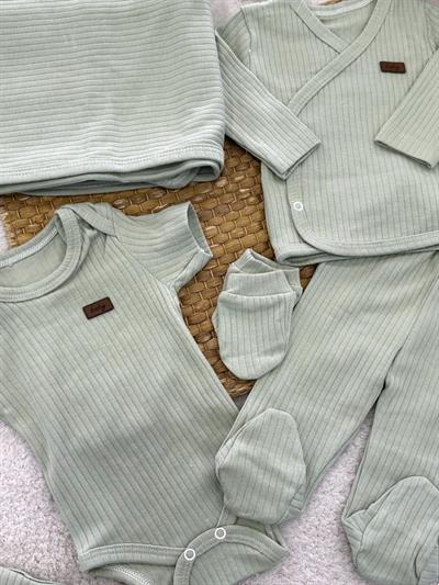Baby Armalı Fitilli Düz Renk Yenidoğan Erkek Bebek 7li Hastane Çıkışı