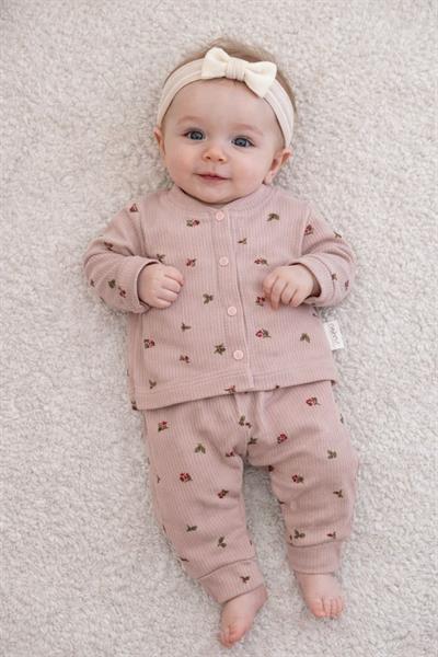 Lale Desenli Raporlu Önden Çıtçıtlı Kız Bebek Pijama Takımı (0-3/3-6/6-9 Ay)