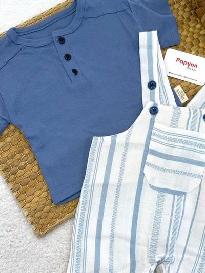 Bigbull Tişörtlü Çizgili Salopetli Erkek Bebek Takım (6-9/9-12/12-18/18-24 Ay)