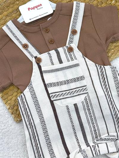 Bigbull Tişörtlü Çizgili Salopetli Erkek Bebek Takım (6-9/9-12/12-18/18-24 Ay)