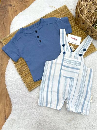 Bigbull Tişörtlü Çizgili Salopetli Erkek Bebek Takım (6-9/9-12/12-18/18-24 Ay)