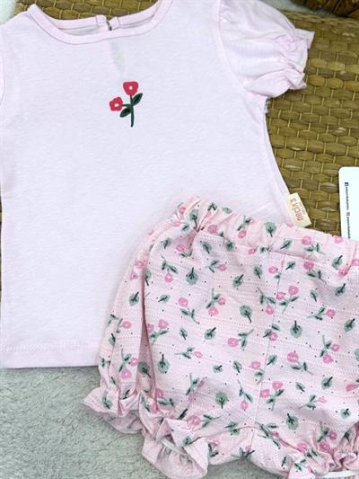 Çıtır Çiçekli Tişört Jakarlı Şort Kız Bebek 2li Takım (6-9/9-12/12-18/18-24 Ay)