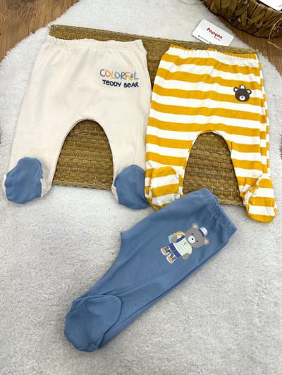Colorful Teddy Erkek Bebek Patikli 3lü Alt 0-3/3-6 Ay