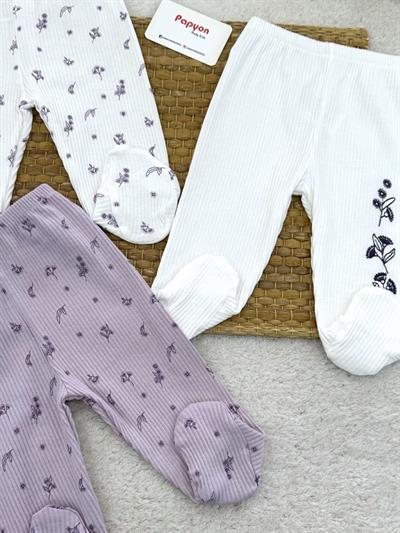 Dream Flower Fitilli Kız Bebek 3lü Patikli Alt Pantolon (0-3/3-6 Ay)