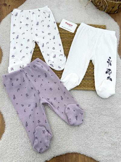 Dream Flower Fitilli Kız Bebek 3lü Patikli Alt Pantolon (0-3/3-6 Ay)