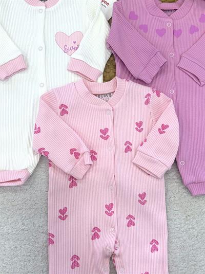 Edel Sweety Kalpli Raporlu Kız Bebek 3lü Tulum Set (0-3/3-6 Ay)