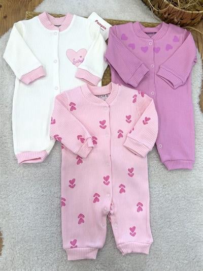 Edel Sweety Kalpli Raporlu Kız Bebek 3lü Tulum Set (0-3/3-6 Ay)