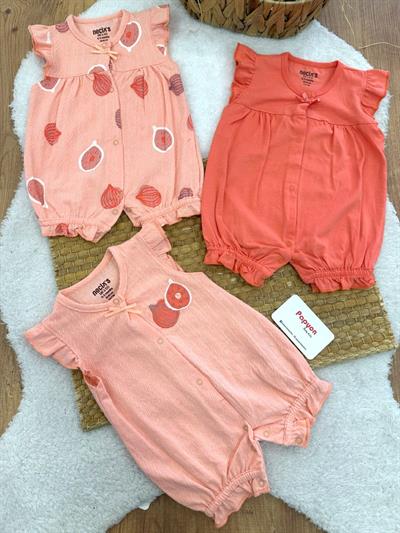 Fig Summer Kız Bebek 3lü Yazlık Şort Tulum (0-3/3-6 Ay)