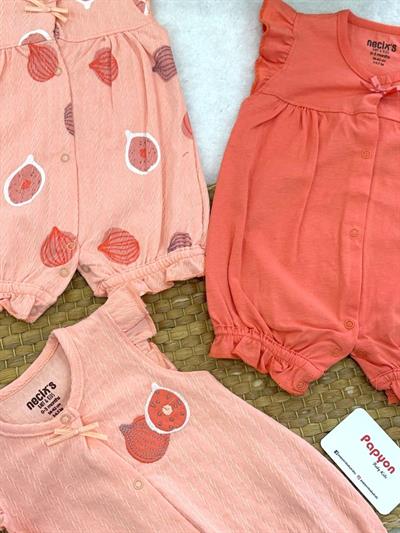 Fig Summer Kız Bebek 3lü Yazlık Şort Tulum (0-3/3-6 Ay)