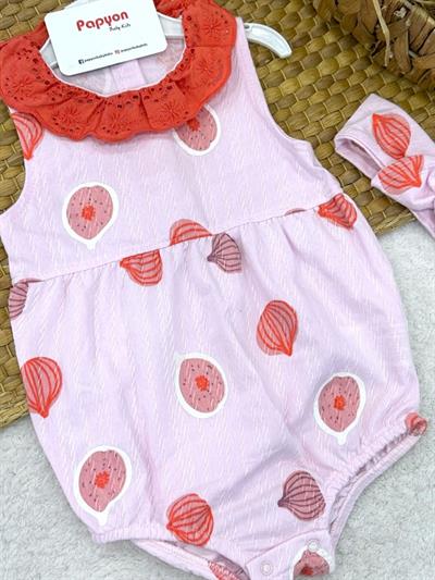 Güpürlü Yakalı Uçan Balon Baskılı Kız Bebek Bandanalı Alttan Çıtçıtlı Badi (3-6/6-9/9-12 Ay)