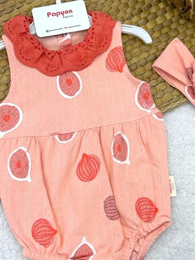 Güpürlü Yakalı Uçan Balon Baskılı Kız Bebek Bandanalı Alttan Çıtçıtlı Badi (3-6/6-9/9-12 Ay)