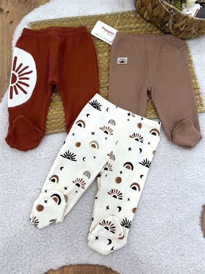 İzmir Model Erkek Bebek 3lü Patikli Alt Pantolon (0-3/3-6 Ay)