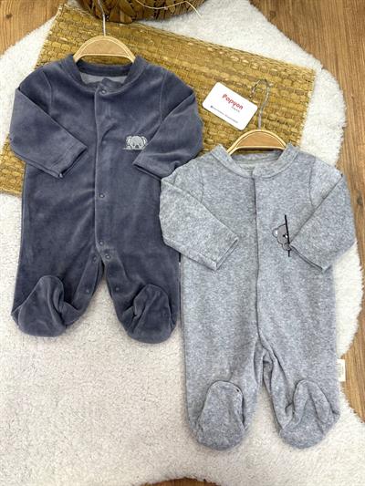 Koala Ayıcık Nakışlı Kadife 2li Patikli Bebek Tulum (0-3/3-6 Ay)