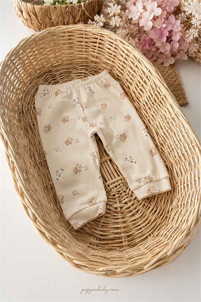 Kuzu Desenli Unisex Bebek 2li Alt Pantolon (%100 Pamuk)(0-3/3-6/6-9 Ay)