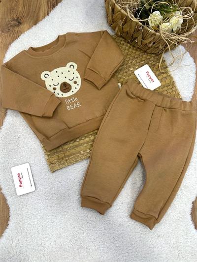 Little Bear Süzene Ayıcık Nakışlı Erkek Bebek Şardonlu Takım (6-9/9-12/12-18/18-24 Ay)