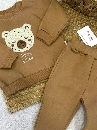 Little Bear Süzene Ayıcık Nakışlı Erkek Bebek Şardonlu Takım (6-9/9-12/12-18/18-24 Ay)