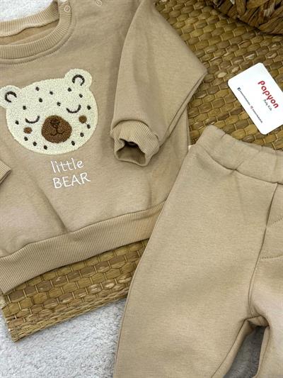 Little Bear Süzene Ayıcık Nakışlı Erkek Bebek Şardonlu Takım (6-9/9-12/12-18/18-24 Ay)