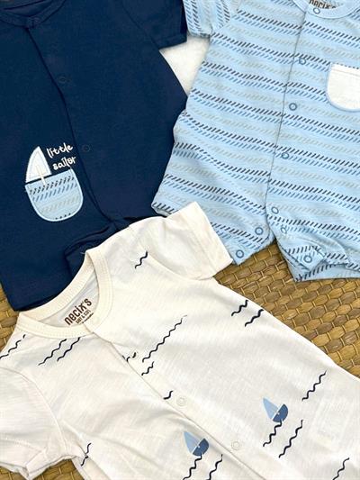 Marine Ship Erkek Bebek Yazlık 3lü Şort Tulum (0-3/3-6 Ay)