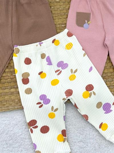 Renkli Benekli Fitilli Kız Bebek 3lü Manşetli Alt (0-3/3-6/6-9 Ay)