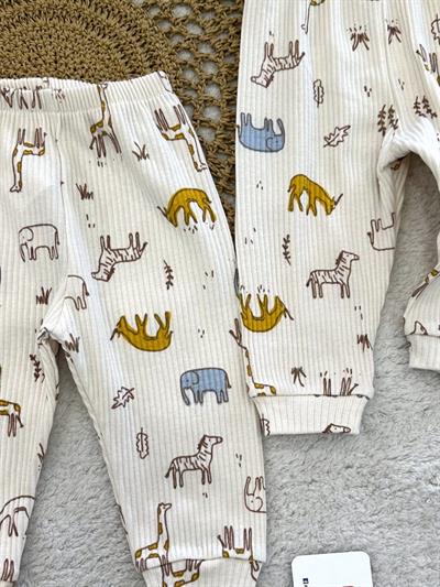 Safari Model Fitilli  Erkek Bebek 2li Manşetli Pantolon Alt (3-6/6-9/9-12 Ay)