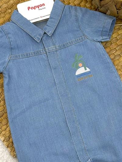 Sea La Vie Baskılı Erkek Bebek Yazlık Kot Tulum (3-6/6-9/9-12 Ay)