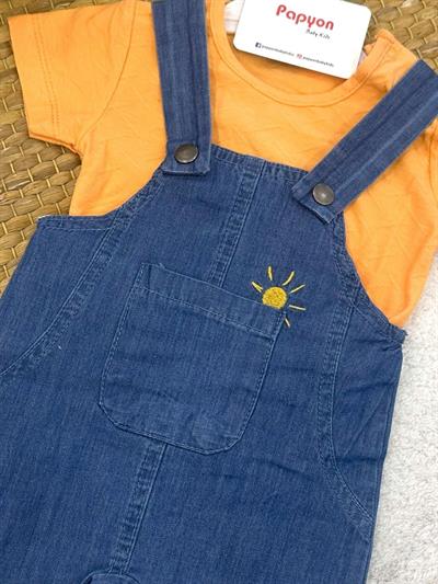 Tropicool Wawes Tişört Kot Salopet Erkek Bebek Takım (6-9/9-12/12-18/18-24 Ay)