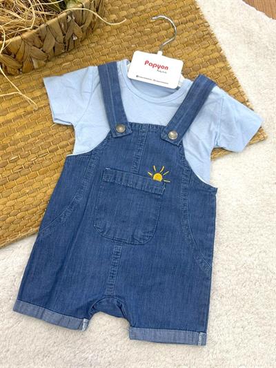 Tropicool Wawes Tişört Kot Salopet Erkek Bebek Takım (6-9/9-12/12-18/18-24 Ay)