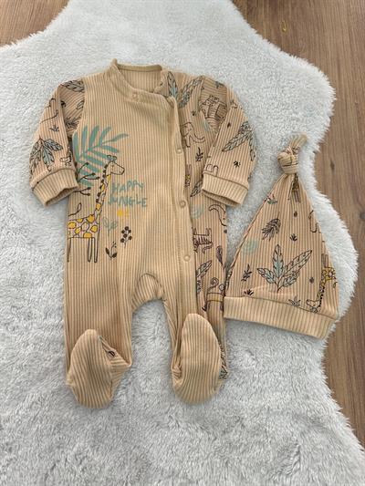 King Cove Organik Erkek Bebek Bere Tulum Set 0-3/3-6 Ay