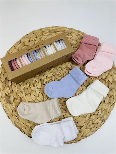 Newborn Kutulu 6lı Organik Bebek Çorap 0-6 Ay
