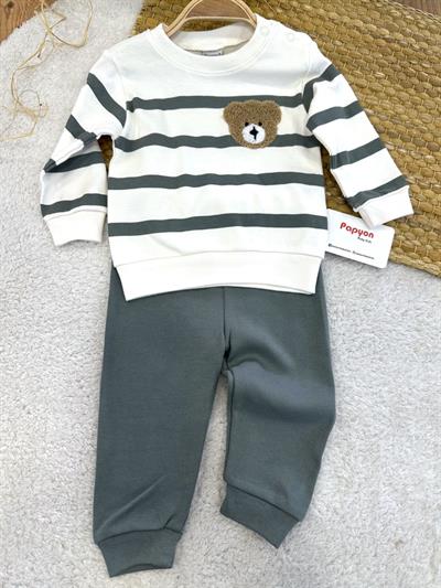 Süzene Ayıcıklı Çizgili Erkek Bebek 2li Takım (6-9/9-12/12-18 Ay)
