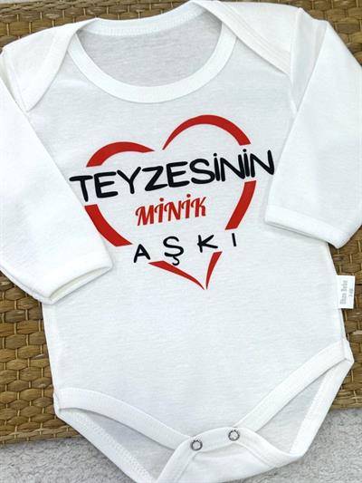 Teyzesinin Minik Aşkı Yazılı Uzun Kollu Çıtçıtlı Badi (0-3/3-6/6-9/9-12/12-18 Ay)