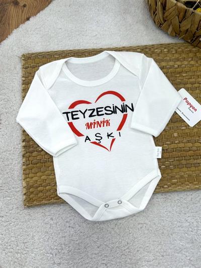 Teyzesinin Minik Aşkı Yazılı Uzun Kollu Çıtçıtlı Badi (0-3/3-6/6-9/9-12/12-18 Ay)