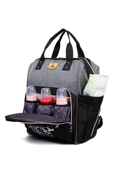 Ağaç Kuş Baskılı Anne Bebek Bakım Sırt Çantası Biberon Termos Gözlü Puset Askı Aparatlı