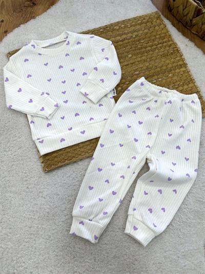 Kalp Desenli Kız Bebek Pijama Takımı (6-9/9-12/12-18/18-24 Ay)