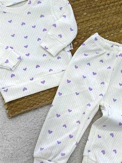 Kalp Desenli Kız Bebek Pijama Takımı (6-9/9-12/12-18/18-24 Ay)