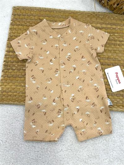 Çiçek Desenli Jakarlı Kız Bebek Yazlık Şort Tulum (3-6/6-9/9-12 Ay)