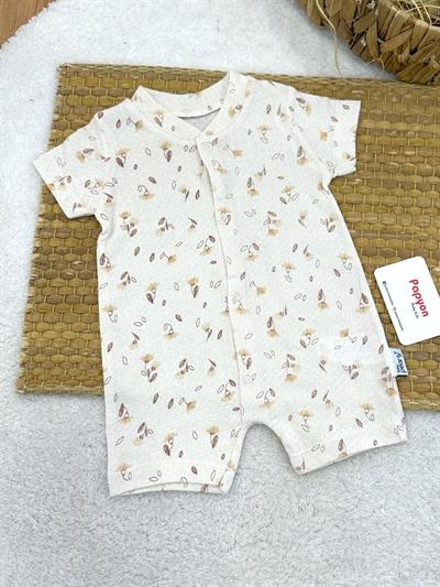 Çiçek Desenli Jakarlı Kız Bebek Yazlık Şort Tulum (3-6/6-9/9-12 Ay)