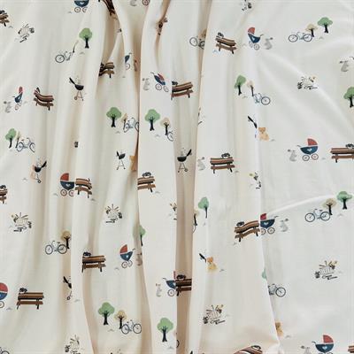 Piknik Baskılı Çift Kat Organik Penye Bebek Battaniye 90x90 Cm