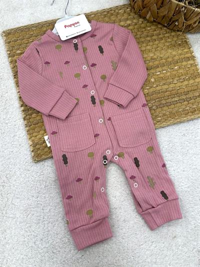 Ağaç Baskılı Fitilli Kız Bebek Tulum (3-6/6-9/9-12 Ay)