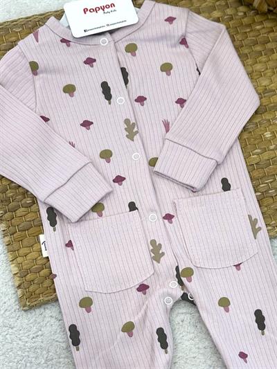 Ağaç Baskılı Fitilli Kız Bebek Tulum (3-6/6-9/9-12 Ay)