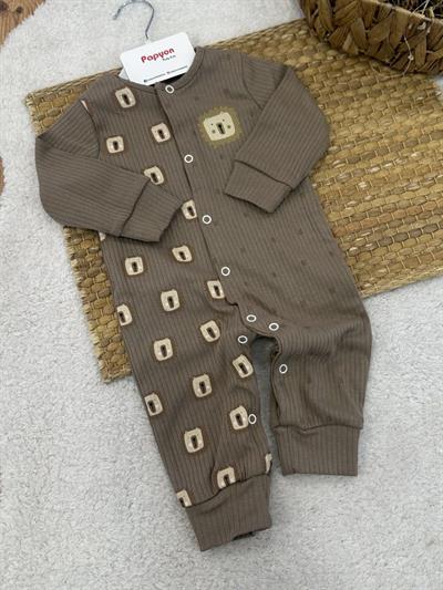 Aslan Baskılı Fitilli Erkek Bebek Tulum (3-6/6-9/9-12 Ay)