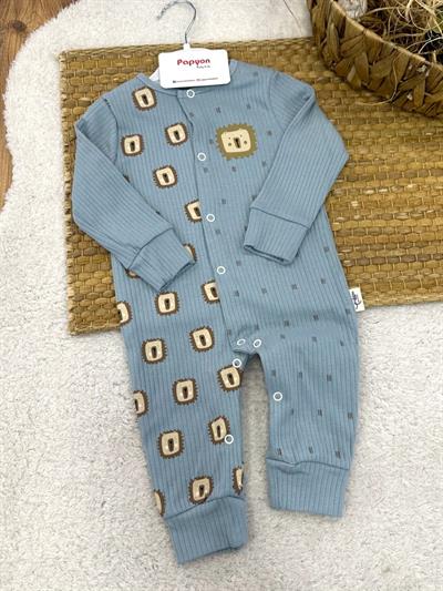 Aslan Baskılı Fitilli Erkek Bebek Tulum (3-6/6-9/9-12 Ay)