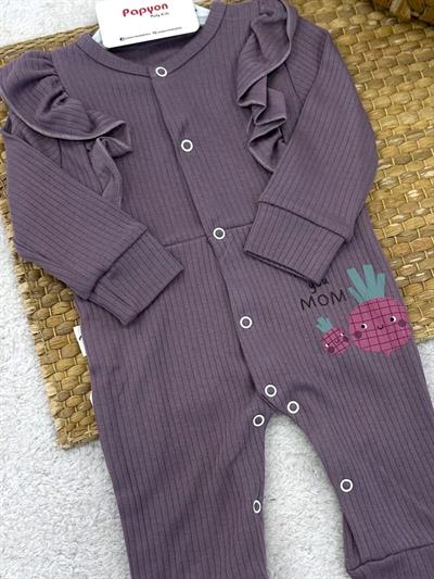 I Love You Mom Baskılı Fitilli Kız Bebek Tulum (3-6/6-9/9-12 Ay)