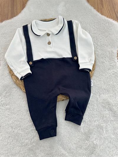 Polo Yaka Pantolon Askılı Erkek Bebek Tulum 3-6/6-9/9-12/12-18 Ay